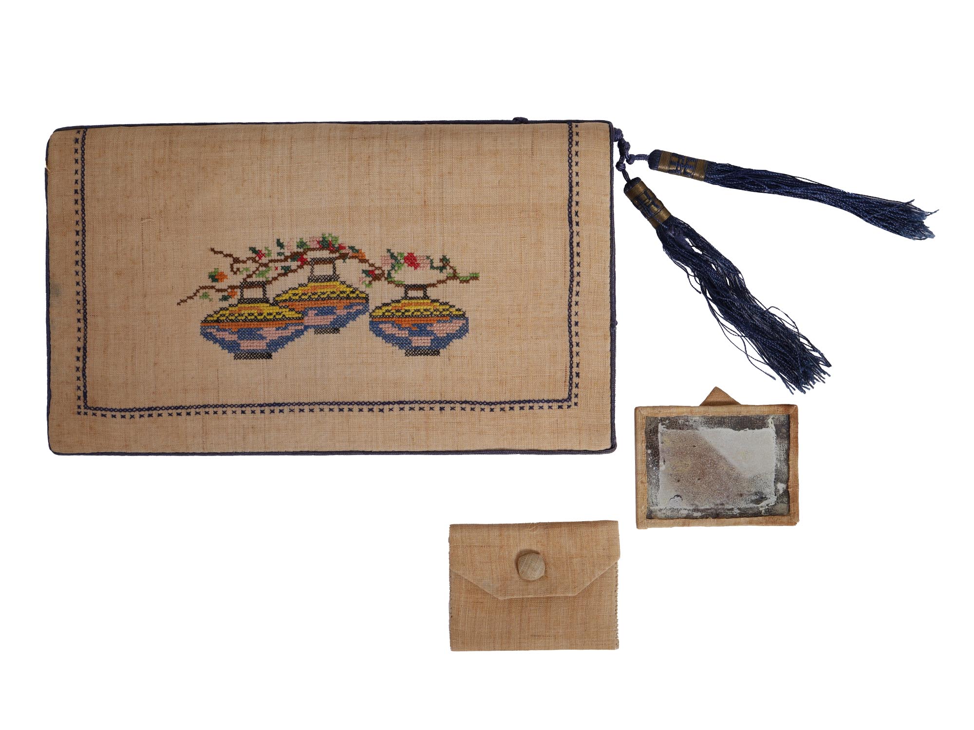 MID CENTURY HAND EMBROIDERED CHINESE STYLE CLUTCH PIC-5